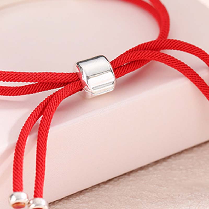 Karma Stone 925 Sterling Silver Red String Layered Braid Bracelet