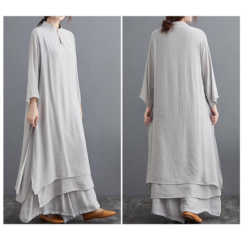 Karma Stone Simple Pattern Meditation Prayer Spiritual Zen Practice Yoga Clothing Women's Set