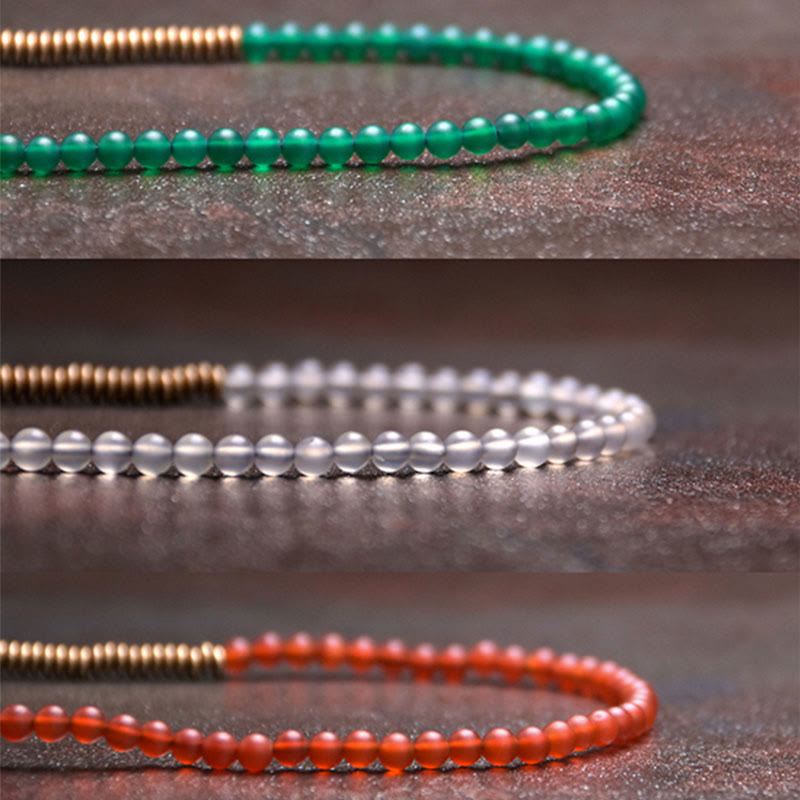 Karma Stone Tibetan Various Agate Stone Copper Protection Triple Wrap Bracelet