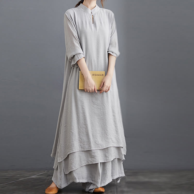 Karma Stone Simple Pattern Meditation Prayer Spiritual Zen Practice Yoga Clothing Women's Set
