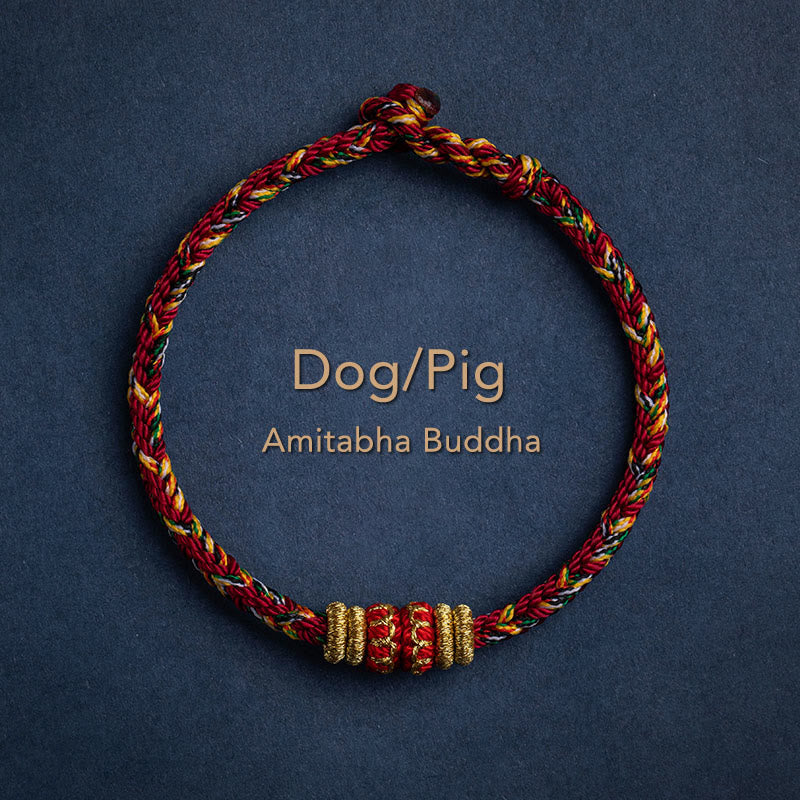 Karma Stone Tibet Handmade Chinese Zodiac Natal Buddha Luck Strength Braided String Bracelet