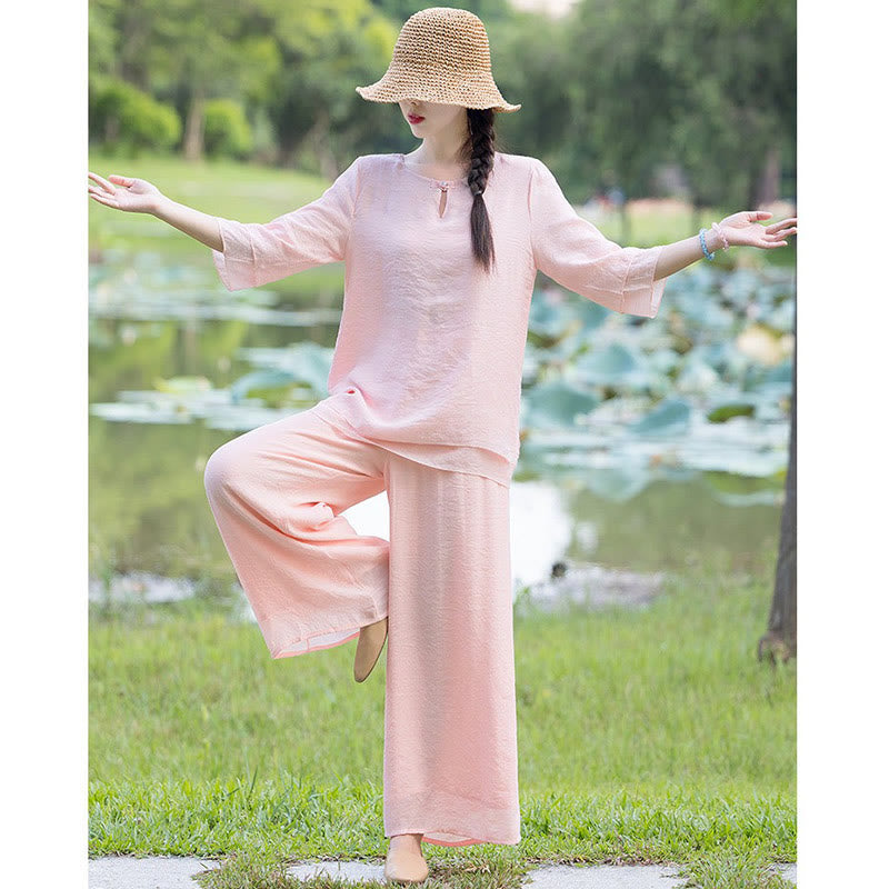 Karma Stone Tai Chi Meditation Prayer Zen Spiritual Morning Practice Clothing Women's Set