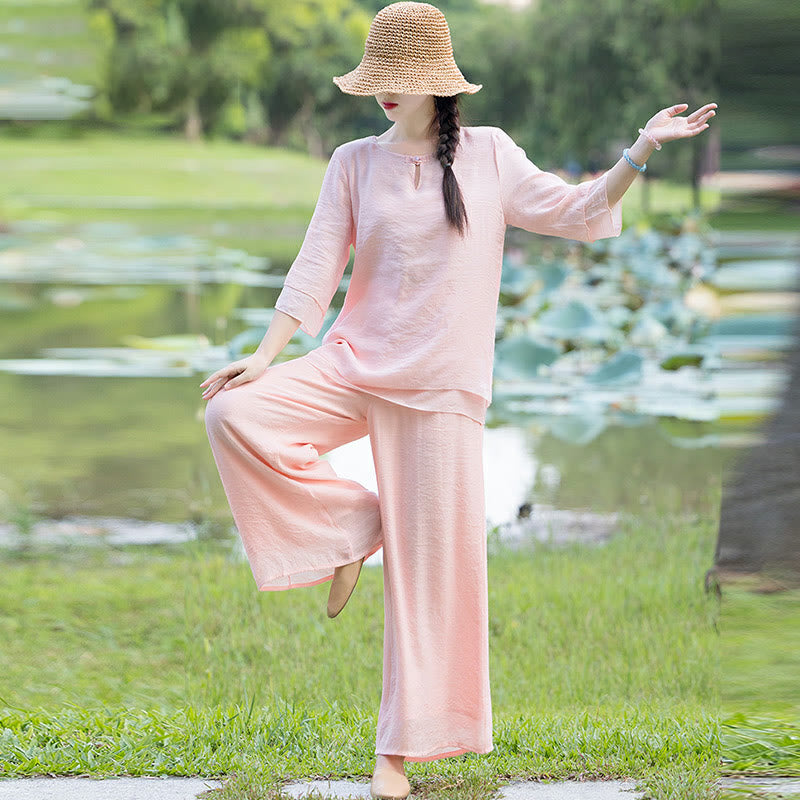 Karma Stone Tai Chi Meditation Prayer Zen Spiritual Morning Practice Clothing Women's Set