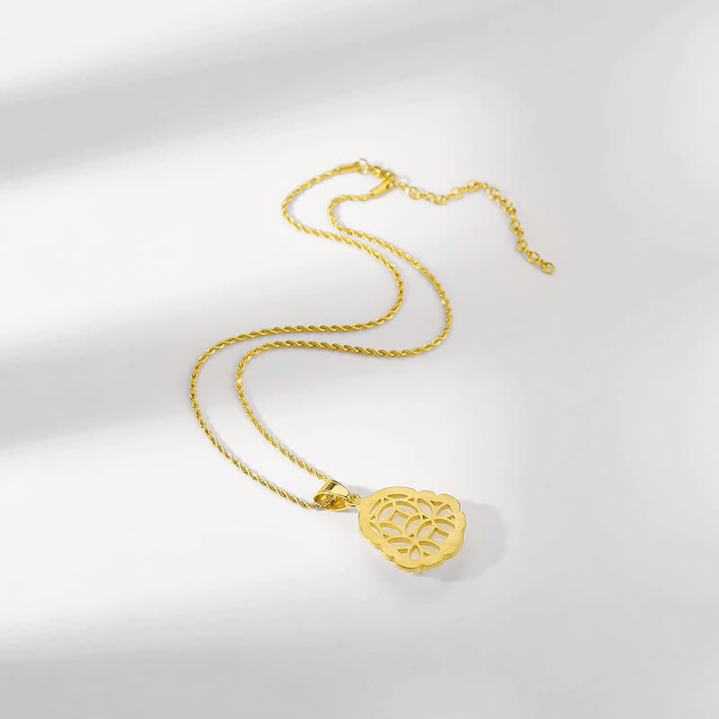 Karma Stone 18K Gold Filled Laughing Buddha Jade Luck Necklace Chain Pendant