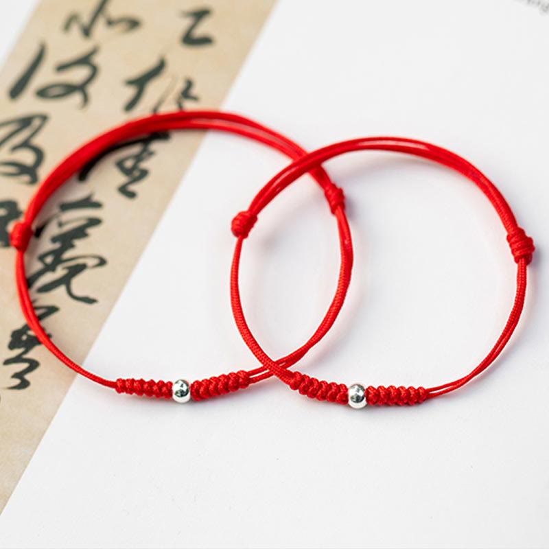 Karma Stone 925 Sterling Silver Luck Bead Protection Red String Braided Bracelet
