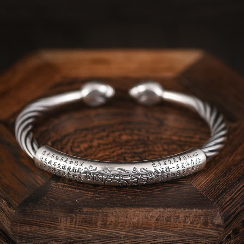 Karma Stone Tibetan Om Mani Padme Hum Heart Sutra Purity Cuff Bracelet