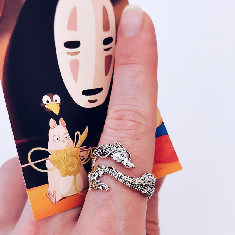 Karma Stone Vintage Dragon Pattern Protection Ring