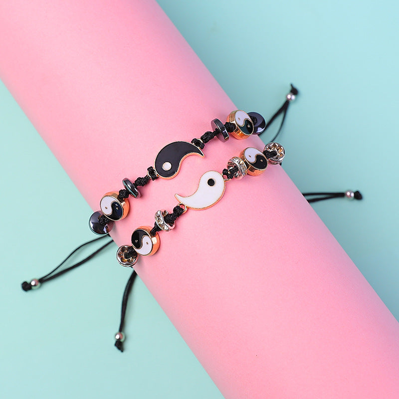 Karma Stone 2pcs Yin Yang Hematite Couple Bracelet