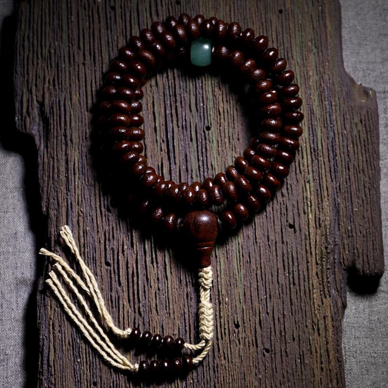 Karma Stone Natural Tibet 108 Mala Beads Purple Bodhi Seed Three-eyed Dzi Bead Copper Dorje Harmony Bracelet
