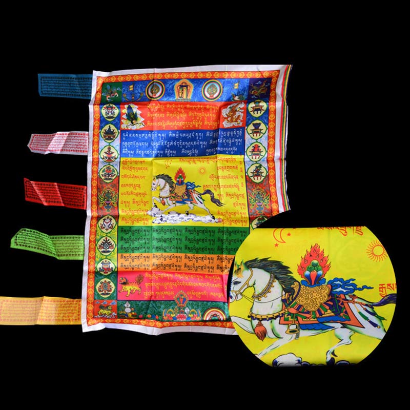Karma Stone Tibetan Colorful Windhorse Protection Outdoor Prayer Flag Decoration