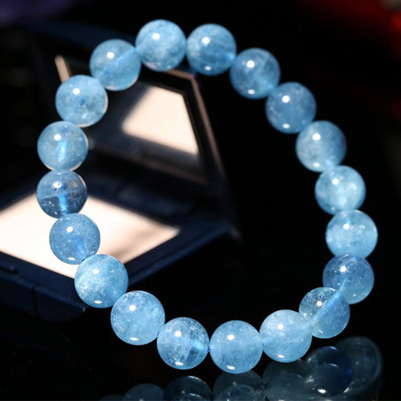 Karma Stone Aquamarine Beads Peace Healing Bracelet