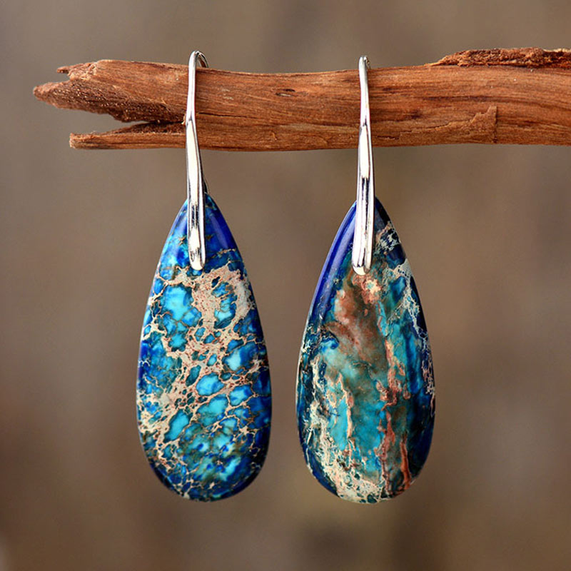 Karma Stone Emperor Stone Healing Crystal Earrings