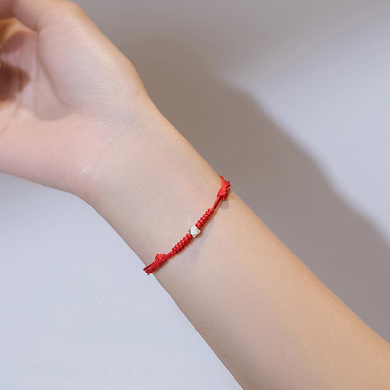 Karma Stone 925 Sterling Silver Luck Bead Protection Red String Braided Bracelet