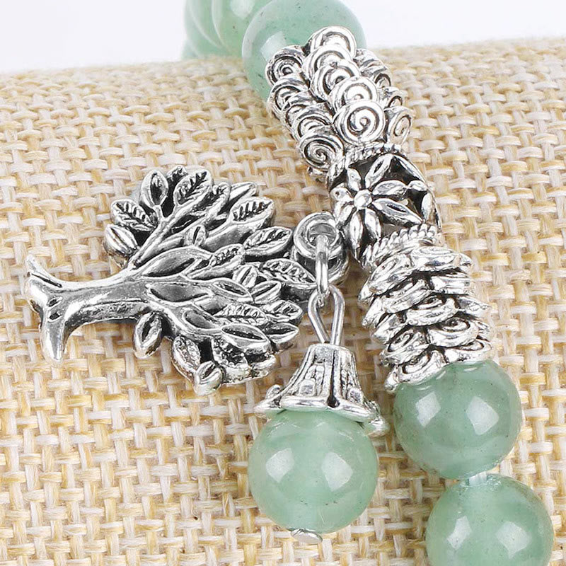 Karma Stone Natural Gemstone Tree of Life Lucky Charm Stretch Bracelet