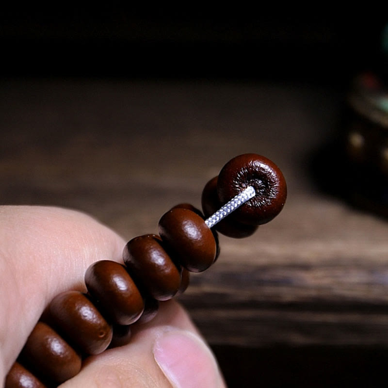 Karma Stone Natural Tibet 108 Mala Beads Purple Bodhi Seed Three-eyed Dzi Bead Copper Dorje Harmony Bracelet