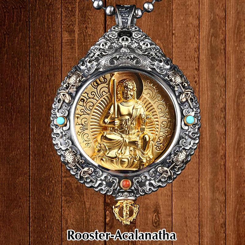 Karma Stone Chinese Zodiac Natal Buddha Thangka Nine Palaces Eight Diagrams Wealth Rotatable Necklace Pendant