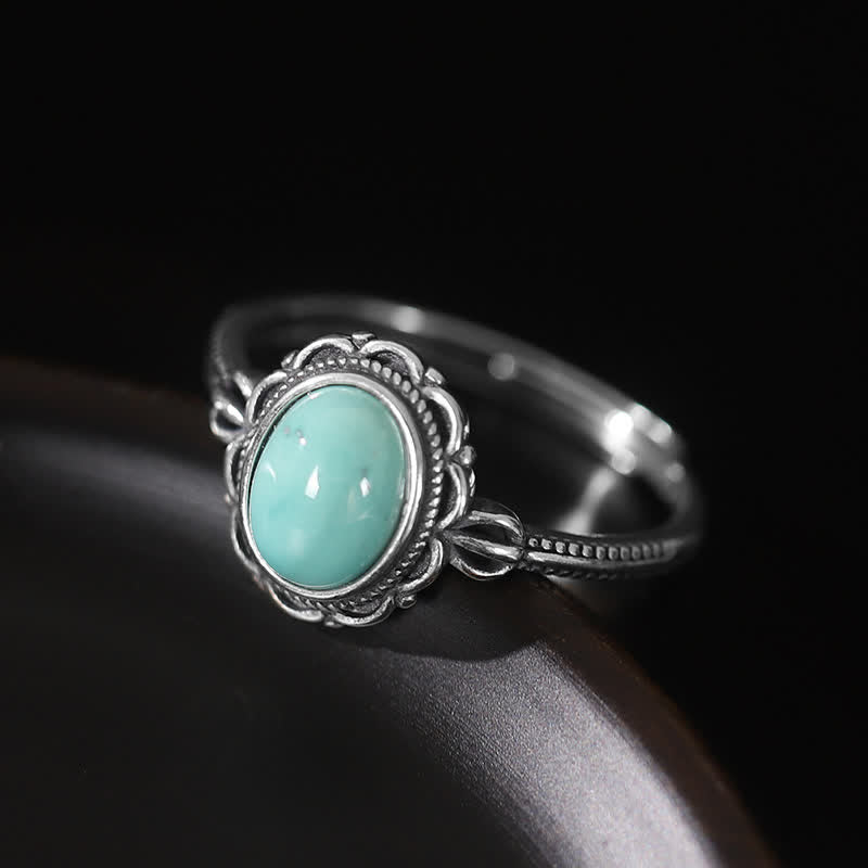 Karma Stone 925 Sterling Silver Tibetan Turquoise Red Agate Protection Ring