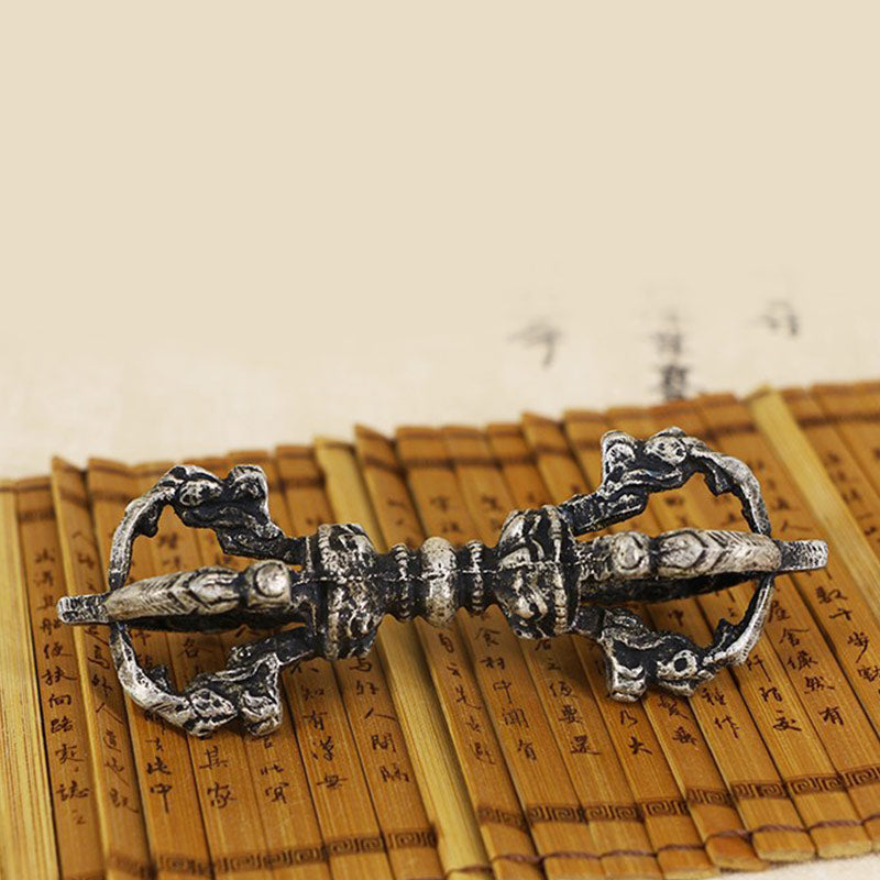 Karma Stone Tibetan Meditation Bell and Vajra Dorje Copper Decoration Set