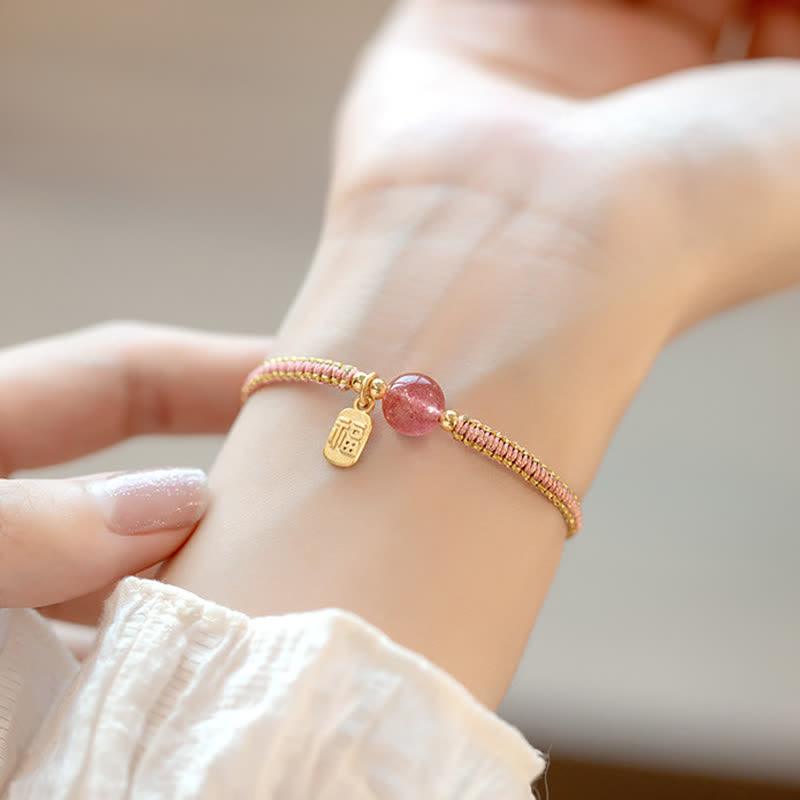 Karma Stone Red Agate Jade Lotus Confidence Calm String Bracelet