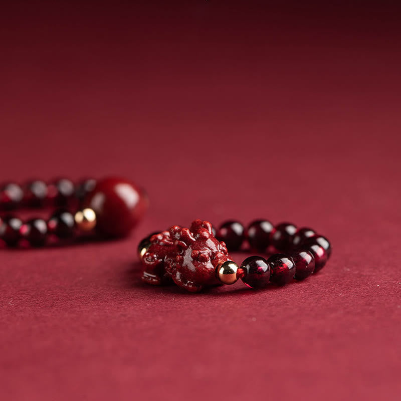 Karma Stone Garnet Cinnabar Lucky Bead PiXiu Om Mani Padme Hum Rose Protection Ring