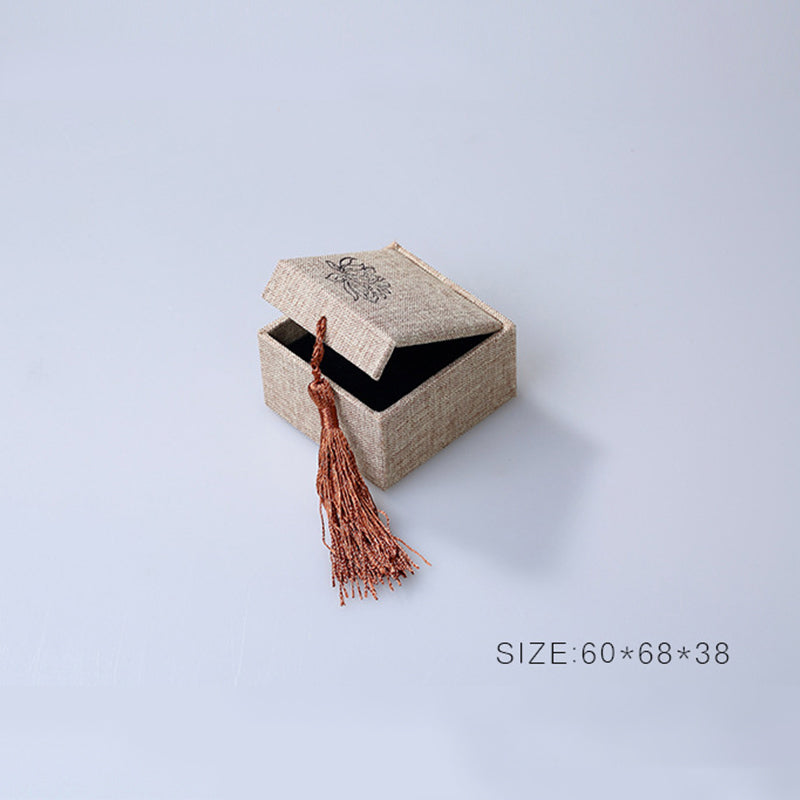 Karma Stone Lotus Pattern Jewelry Storage Box Gift Box Tassels