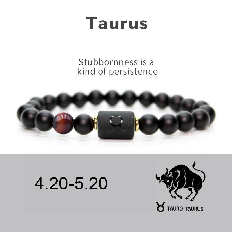 Karma Stone 12  Constellations of the Zodiac Black Onyx Adjustable Bracelet