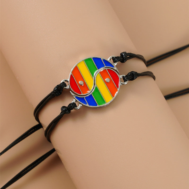 Karma Stone 2pcs Yin Yang Hematite Couple Bracelet