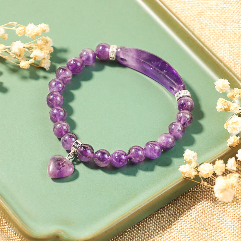 Karma Stone Natural Quartz Love Heart Healing Beads Bracelet