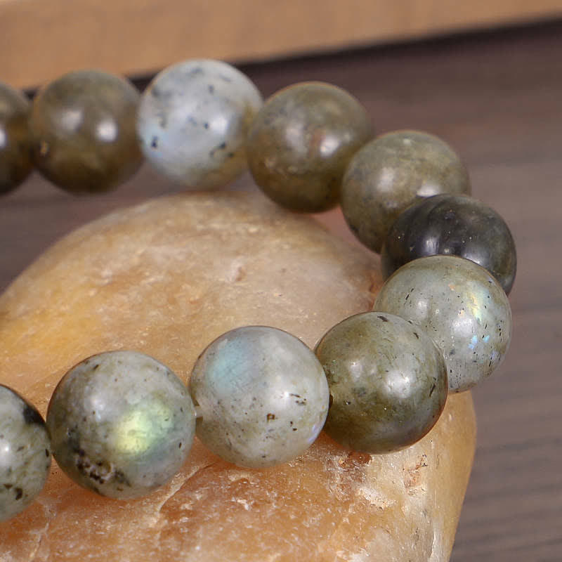 Karma Stone Natural Labradorite Moonstone Support Healing Beaded Bracelet