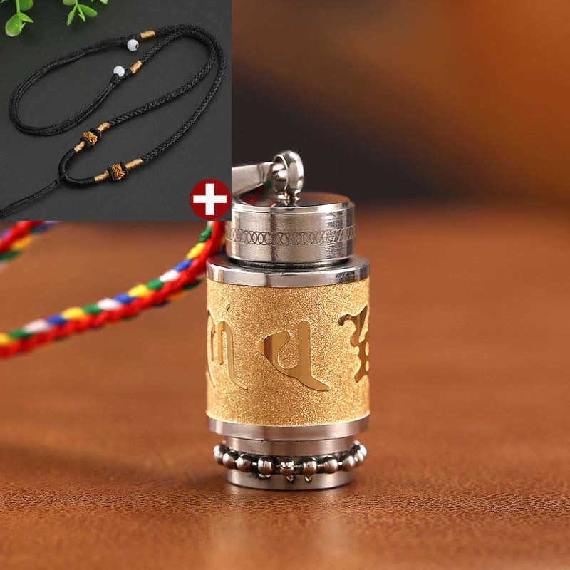 Karma Stone Tibet Om Mani Padme Hum Shurangama Mantra Titanium Steel Wisdom Amulet Necklace Pendant
