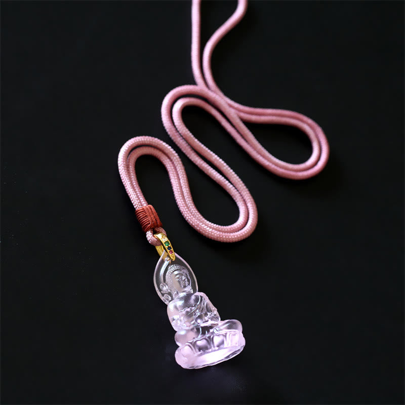 Karma Stone Blue Tathagata Buddha Medicine Buddha Liuli Crystal Serenity Amulet Necklace Pendant