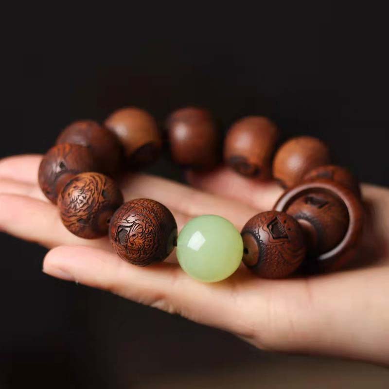 Karma Stone Tibetan Rosewood Engraving Tiger Protection Bracelet