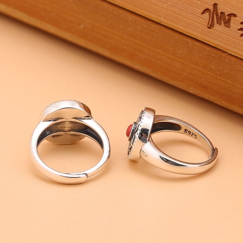 Karma Stone Tibetan Om Mani Padme Hum Peace Rotatable Ring