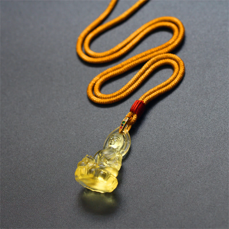 Karma Stone Blue Tathagata Buddha Medicine Buddha Liuli Crystal Serenity Amulet Necklace Pendant