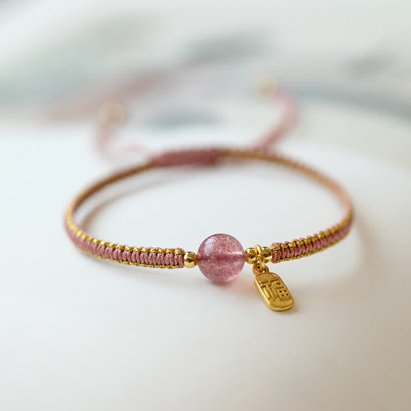 Karma Stone Red Agate Jade Lotus Confidence Calm String Bracelet