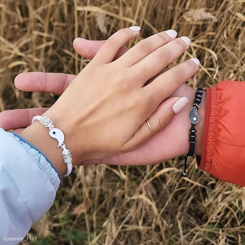 Karma Stone 2pcs Yin Yang Hematite Couple Bracelet