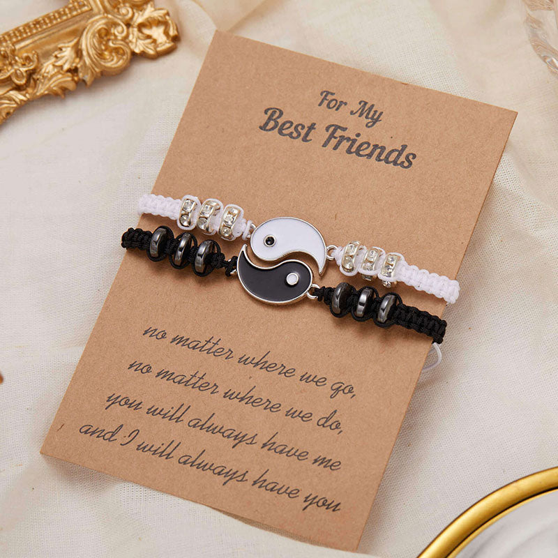 Karma Stone 2pcs Yin Yang Hematite Couple Bracelet