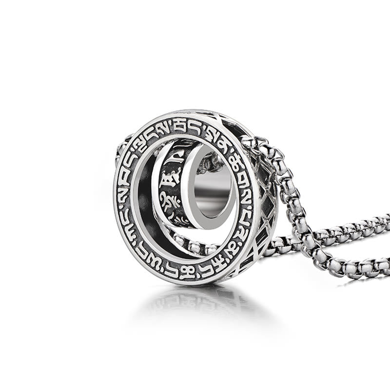 Karma Stone Tibetan Om Mani Padme Hum Carved Peace Purity Chain Necklace Pendant