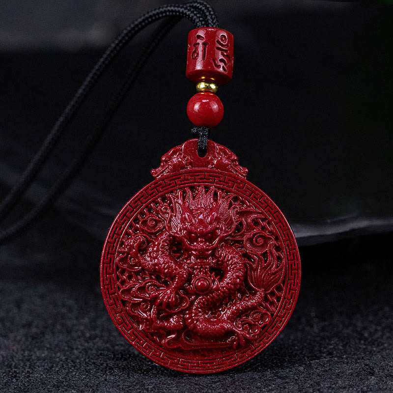 Karma Stone Year of the Dragon Natural Cinnabar Dragon Protection Necklace Pendant