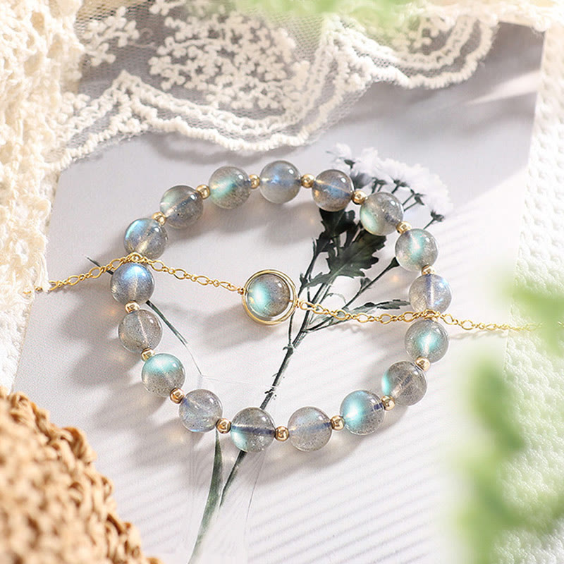 Karma Stone 14k Gold Plated Natural Moonstone Healing Love Bracelet