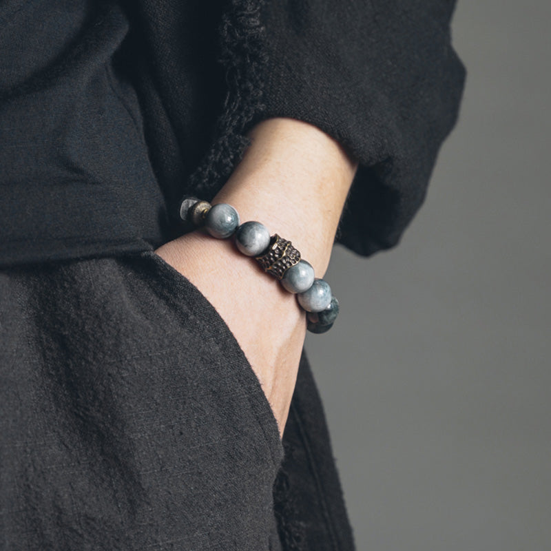 Karma Stone Eagle's Eye Stone Ebony Wood Copper Confidence Couple Bracelet