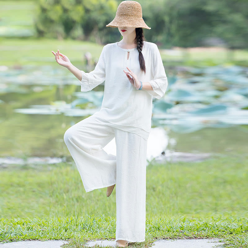 Karma Stone Tai Chi Meditation Prayer Zen Spiritual Morning Practice Clothing Women's Set