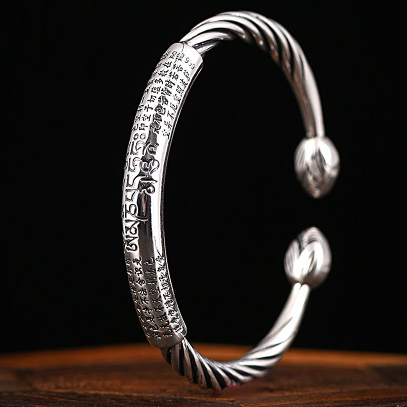 Karma Stone Tibetan Om Mani Padme Hum Heart Sutra Purity Cuff Bracelet