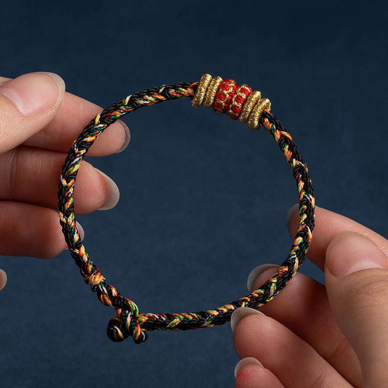 Karma Stone Tibet Handmade Chinese Zodiac Natal Buddha Luck Strength Braided String Bracelet