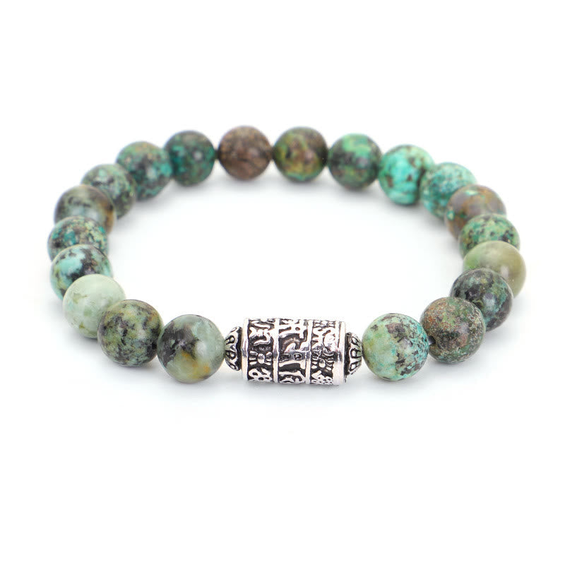 Karma Stone Natural Lazurite Pietersite Unakite Om Mani Padme Hum Bead Positive Bracelet
