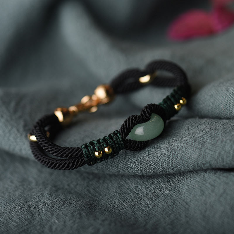 Karma Stone Tibetan Jade Lucky Black Rope Couple Bracelet