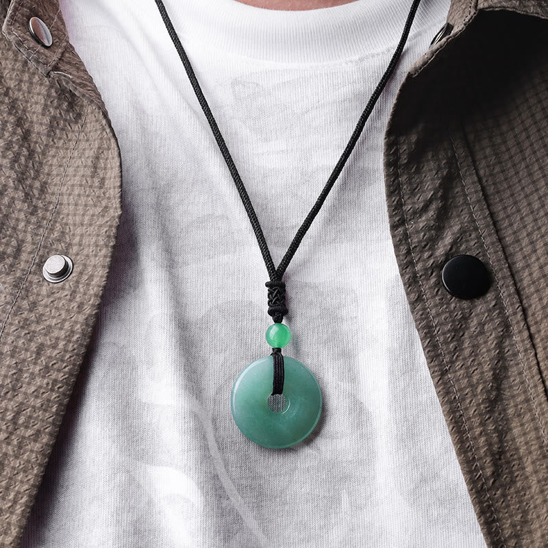 Karma Stone Lucky Coin Pendant Healing Crystal Gemstone Necklace