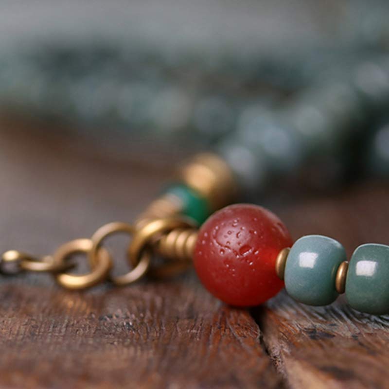 Karma Stone 108 Mala Beads Bodhi Seed Dzi Bead Wisdom Bracelet