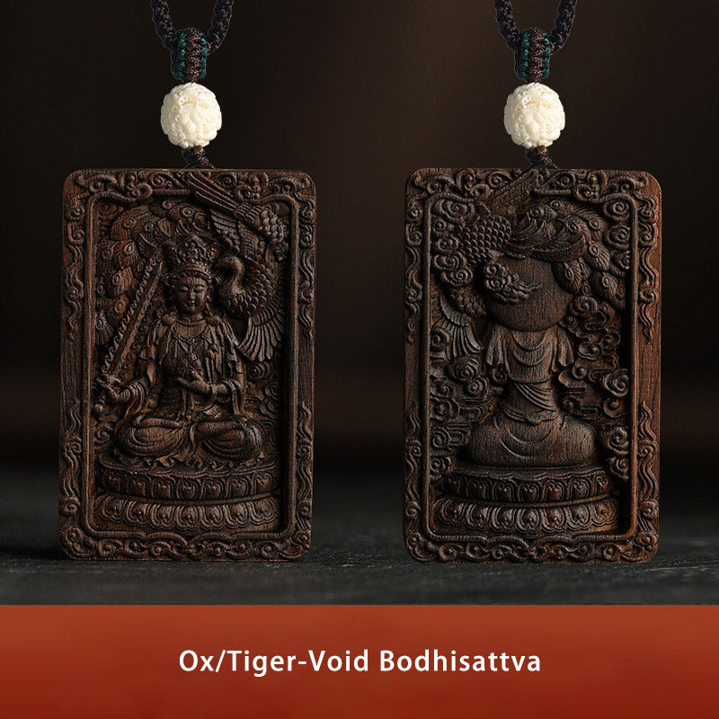 Karma Stone Chinese Zodiac Natal Buddha Brunei Agarwood PiXiu Dragon Peace Necklace Pendant