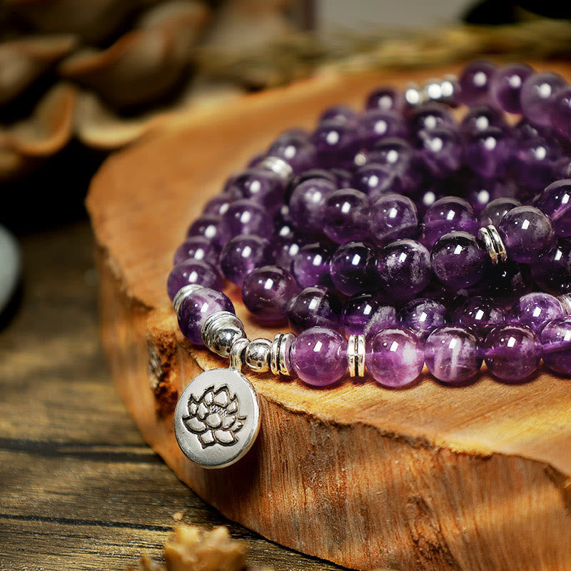 Karma Stone Natural Amethyst Purification Mala Bracelet